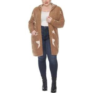 White Mark Plus Size 2X Cream Cardigan Sweater with Lapel Collar for Women